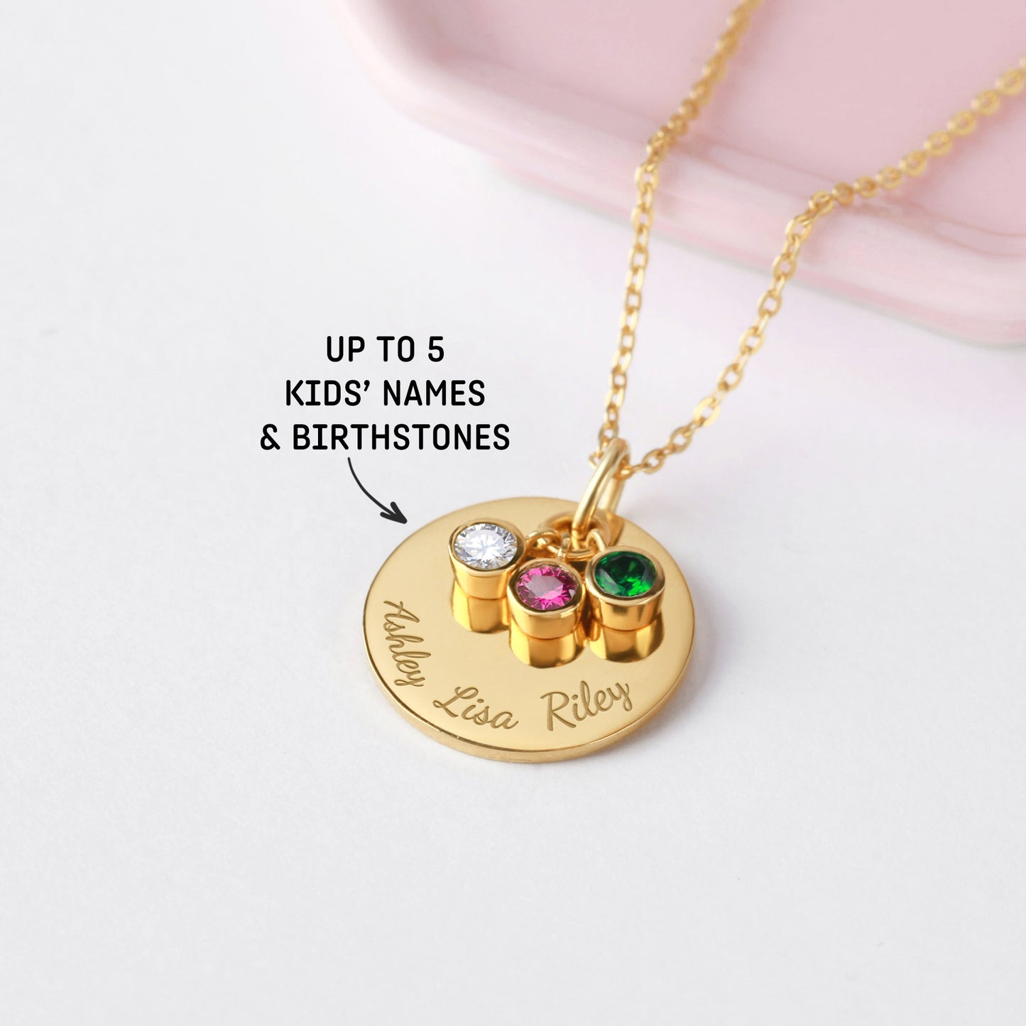 Mother Necklace With Birthstones, Kids Name Necklace, Mom Necklace